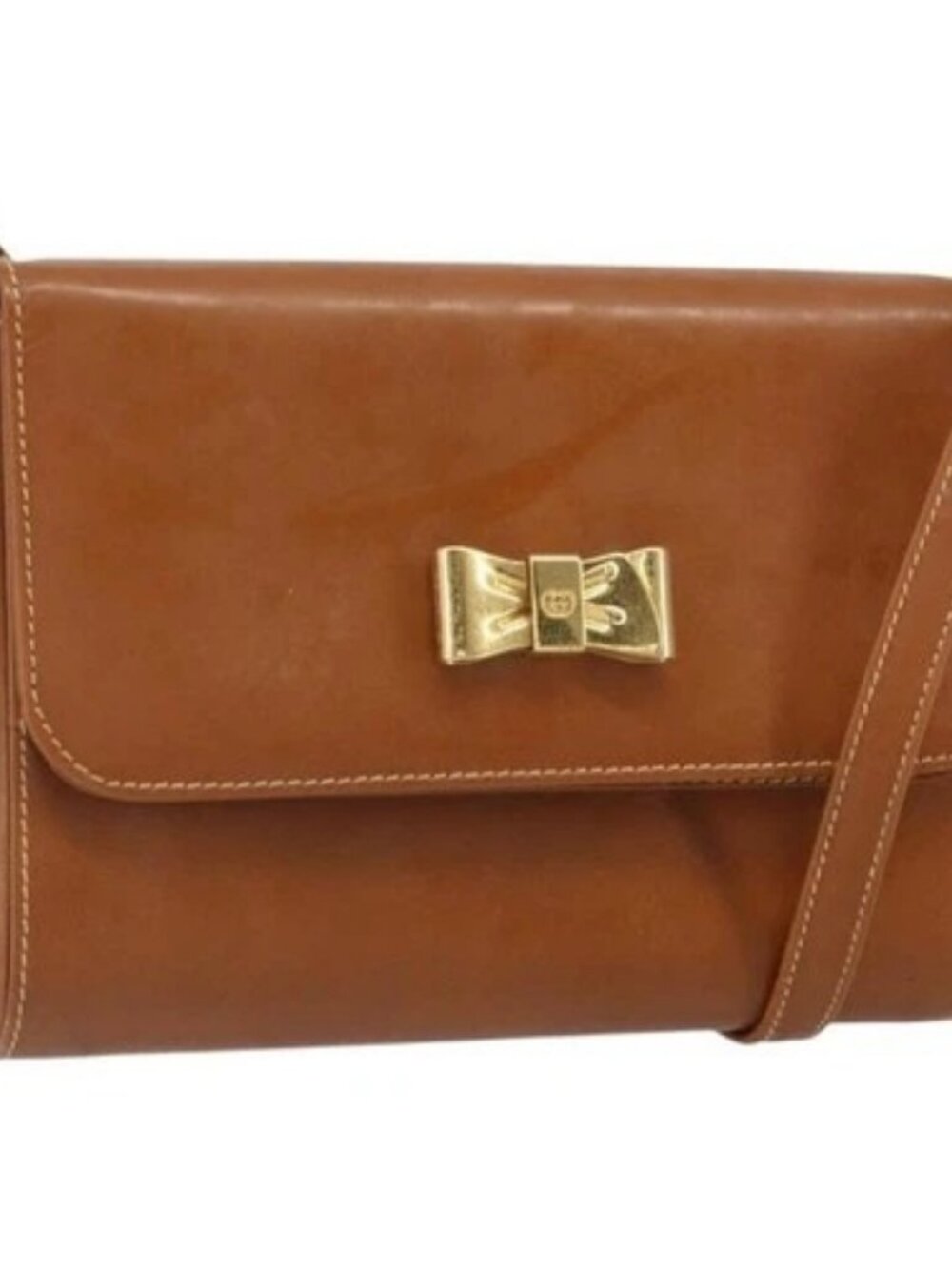 GUCCI Shoulder Bag Leather Brown Gold Auth bs32827 - Picture 1 of 16